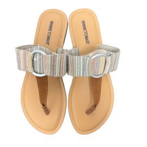Minnetonka Fairlea Thong Sandals Flats Ring Leather Flip Flop Boho New 10